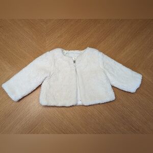 Jacadi Paris like new faux fur white fleece jacket baby 18m